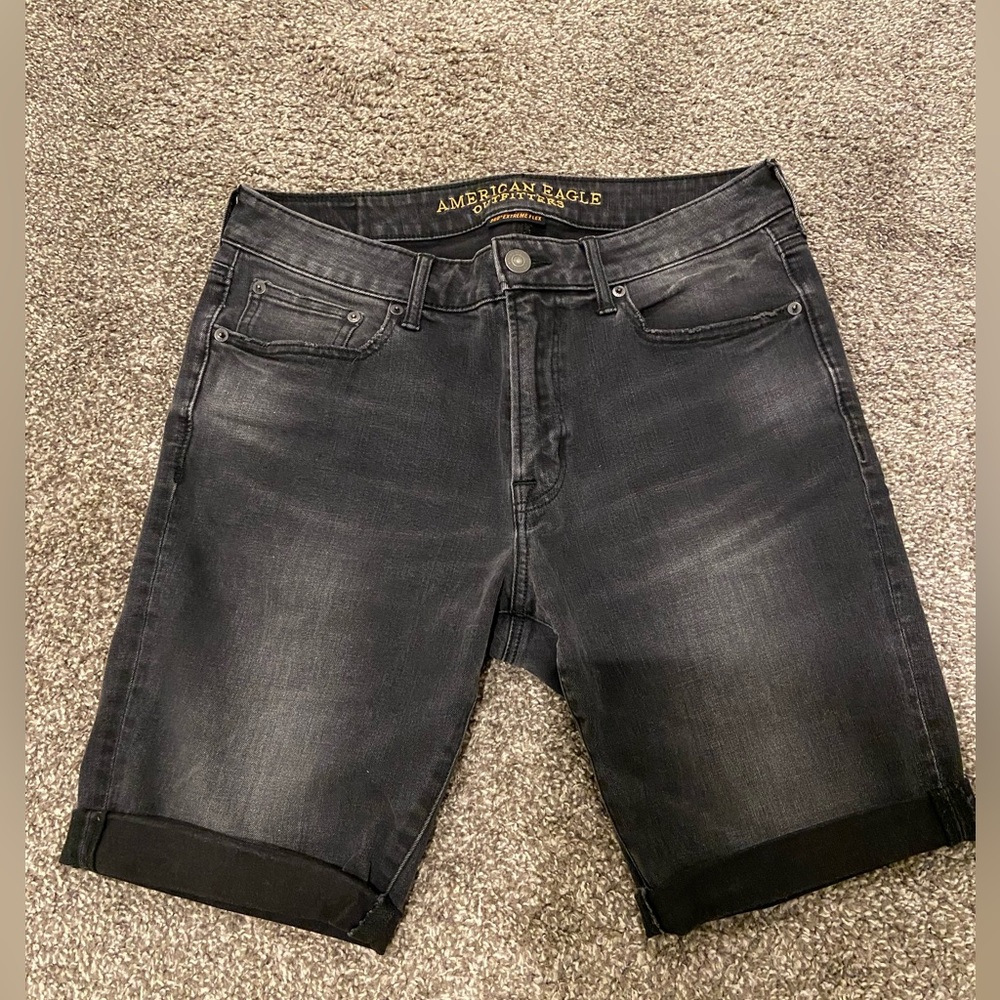 Men Black Jean Shorts